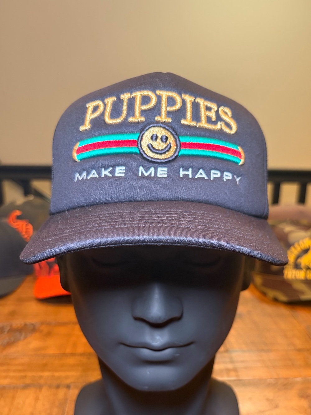 Navy 'PUPPIES Make Me Happy' Embroidered Cap